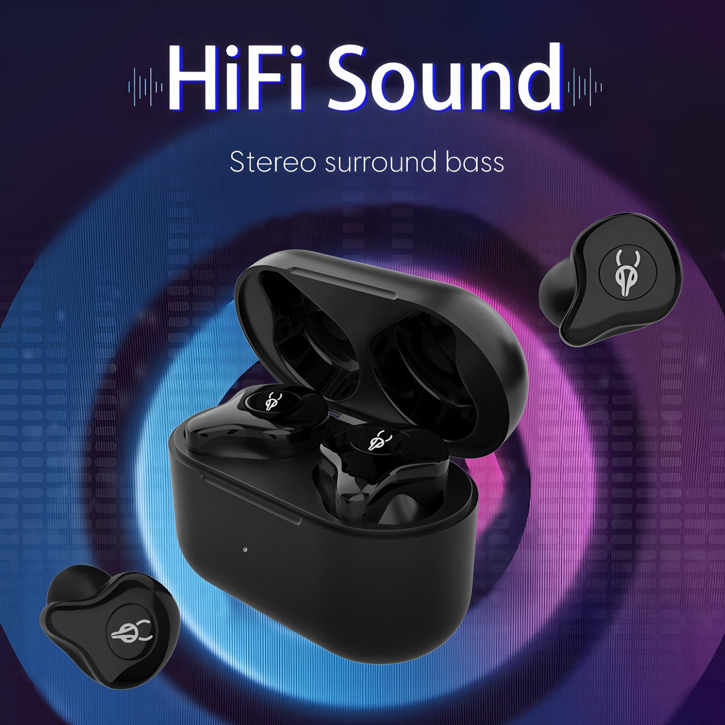 ICESOMNUS Sabbat X12 PRO Semi in-Ear Wireless Earbuds, Bluetooth 5.4 TWS Headphones with Comfortable Open-Fit Design, Clear Calls, Button Siri Control, 30H Long Battery Life,IPX5 Waterproof(Black)