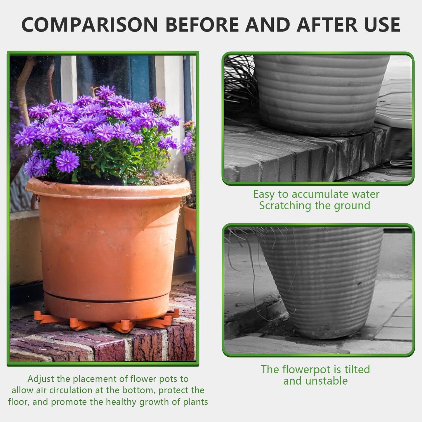 LeafLassie Plant Pot Feet for Outdoor Planters, 24PCS Invisible Flower Pot Risers Toes,Indoor Secure Compressive Environmental Triangular Lifters Supports (Large Orange)