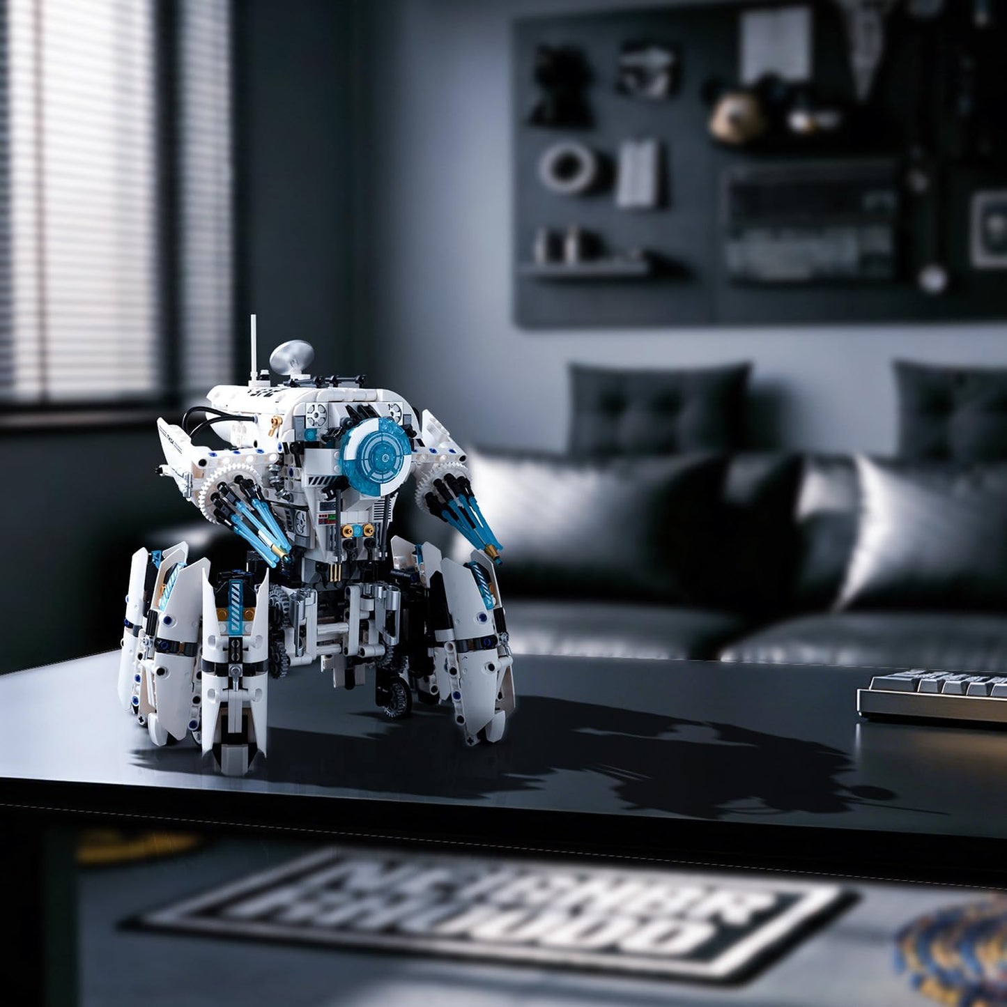 MOQIDI Programmable Hexapod Robot Technic Building Kit, STEM Sci-Fi War Machine Six-Legged Robot with Dual Control, App & Remote Control, Light-Up Cyber Technic Mecha Sets for Boys Ages 8–12 (1406 PCS
