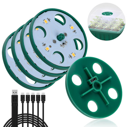 5 Pack Grow Light for Seed Starter,Greenhouse Germination Led Plant Light,Suitable for Seed Starter Kit with Humidity Dome,Full Spectrum Grow Lights for Indoor Plants,Perfect for Seedling Growth Green