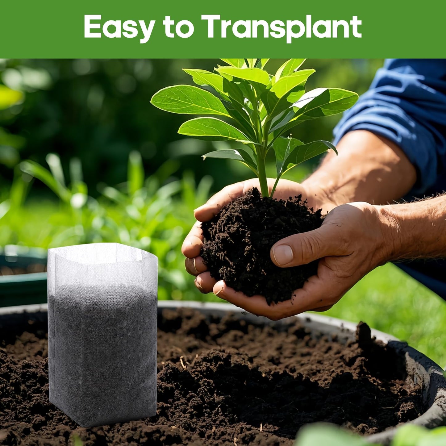 DFKPVBHB Plant Grow Bags 11"x11"100pcs Biodegradable Planting Bags Seed Starter Pots Non-Woven Seedling Nursery Pots Home Garden Supply for Vegetable Flower Fruit Tree