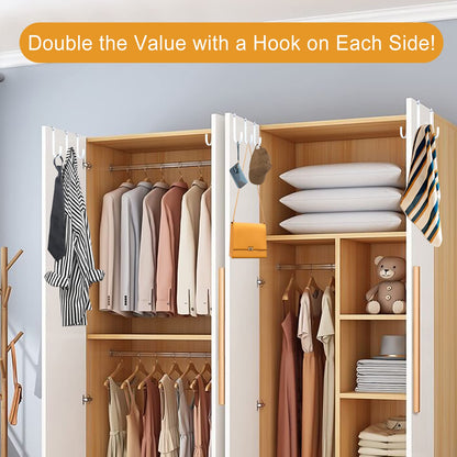 Manesi Double Sided Over The Door Hooks for Clothes. Over The Door Hanger Hook Set of Four. Towel Hanger for Bathroom, Wreath Hook, Coat Rack Hat Organizer or Plant Hooks for Ceiling 4 Pack