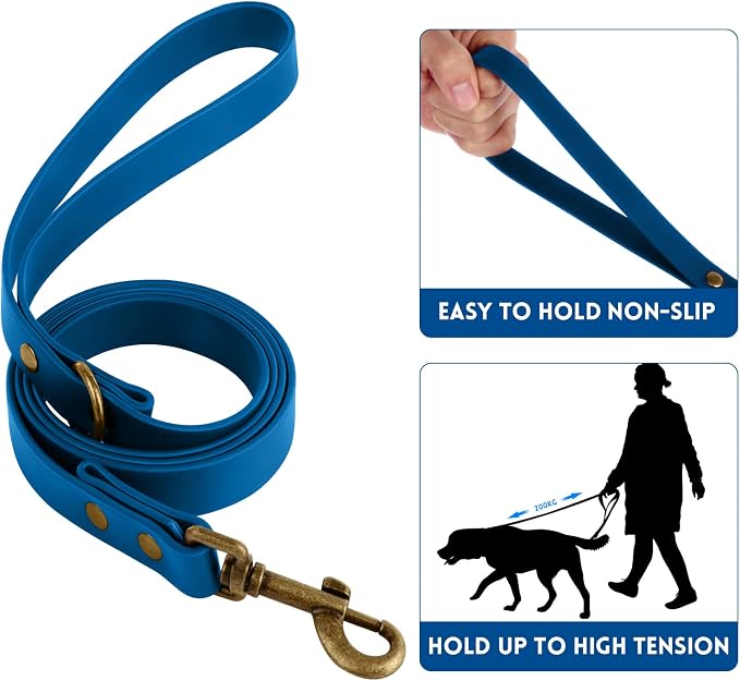 Wisedog Waterproof Dog Collar and Leash Set, S, Blue | Adjustable Puppy Collar, Cute Tag, 4FT Dog Leash, Includes Poop Bag, For Small Medium Large Dogs
