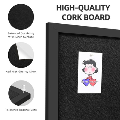 Yunihome 13.3x17.7 Inch Cork Board for Wall Hanging with Linen, Bulletin Board with Push Pins, Mounted Memo Message Board for Home Office Decor, Dorm Room Essentials, Classroom Organization