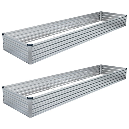DIIYIV 2PCS 12x4x1FT Galvanized Raised Garden Bed Kit,Vegetable Boxes-Rectangle Metal Flower Box,Large Planter Raised Beds Outdoor Garden for Planting,Fruit,Herb-Silver