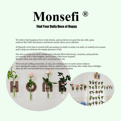 Home Letter Wall Propagation Planters Test Tubes Wall Decor for Hanging Plants Clear Water Plant Vase Brown Wood Water Propagation Station 4 Pack