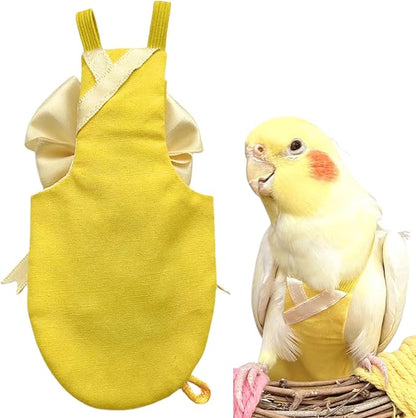 Bird Flight Suits Diapers, Parrot Flight Suits Diapers for Quaker Parakeets Cockatiels Conures Macaw African Grey, Bird Diaper, Parrot Clothes (Yellow,Macaw)