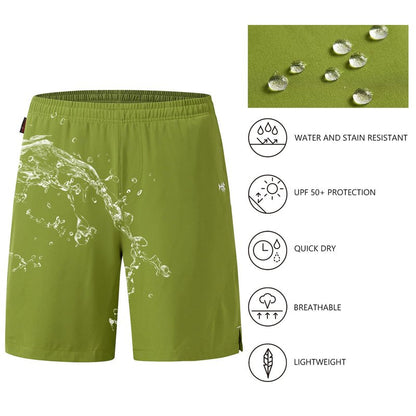 BASSDASH Men’s 7” Fishing Shorts UPF 50+ Lightweight Water Resistant Quick Dry for Hiking with Zipper Pocket FP06M