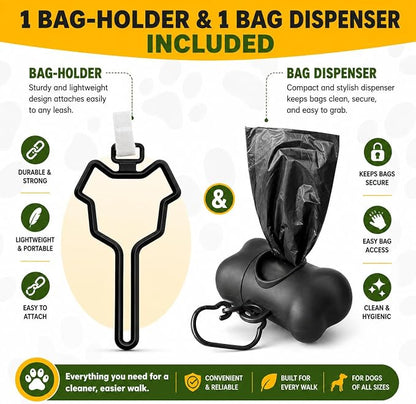 Dog Poop Biodegradable Black Bags with Dispenser (700 Bags) Eco-friendly doggy poop bags Pickup Bag 35 Refill Rolls Eco Dog Waste Bags Cat Litter Clamps & Poop Bags (35 Rolls, Uscented)