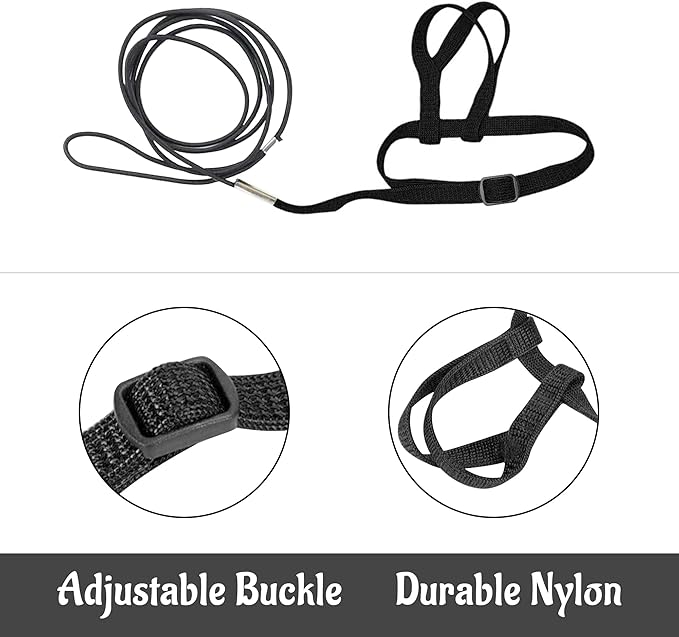 2 pcs Pet Parrot Bird Harness and Leash, Adjustable Training Design Anti-Bite, Outdoor Flying Training Rope Kit for Bird Parrots Fits Birds Chest Between35-62cm /13.78-24.41inch - L (Black)