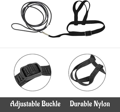 2 pcs Pet Parrot Bird Harness and Leash, Adjustable Training Design Anti-Bite, Outdoor Flying Training Rope Kit for Bird Parrots Fits Birds Chest Between35-62cm /13.78-24.41inch - L (Black)