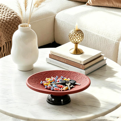 9.8" Large Fruit Bowl with Draining Holes for Kitchen Counter, Modern Decorative Bowl for Keys Jewelry Candy, Roman Rock Pattern Entryway Table Footed Bowl Home Décor