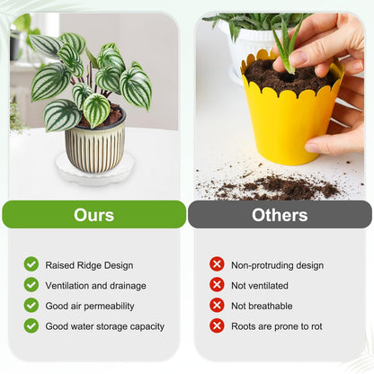 M METERXITY 4-Pack Plant Saucer, 6.9 Inch/17.5 cm Plastic Plant Trays Thicker for Pots/Indoor/Outdoor/Water Drainage and Protection, Flowerpot Drip Tray [White]
