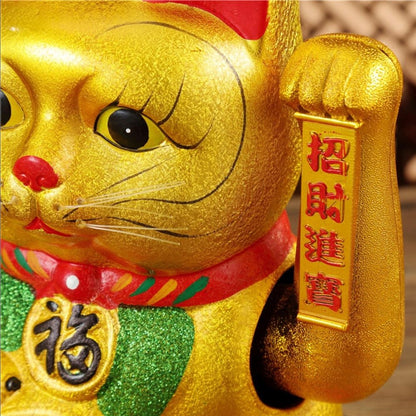 thefancypumpkin 7" Waving Lucky Fortune Cat Maneki Neko Japanese Porcelain Lucky Cat H18CM