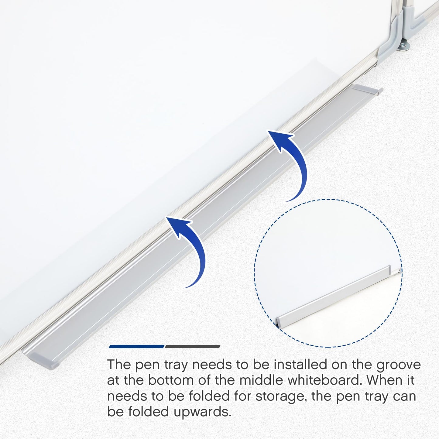 AmazingSpark 24” x 18” Foldable Whiteboard Dry Erase Board Large Tri Folding Whiteboard Magnetic Dry Erase Board, Wall Aluminium Frame and Pen Tray for Office, Home