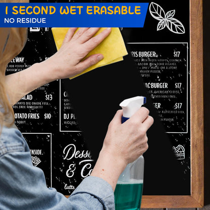 SFAIH White Liquid Chalk Markers for Blackboard, Glass - [Wet Wipe No Residue] 8 Pack- (4x) 2mm/4mm Reversible & (4x) 0.7mm Fine Tip, Ultra Flow Triple-Tips - Menu, Bistro, Signs, Windows, Food Labels