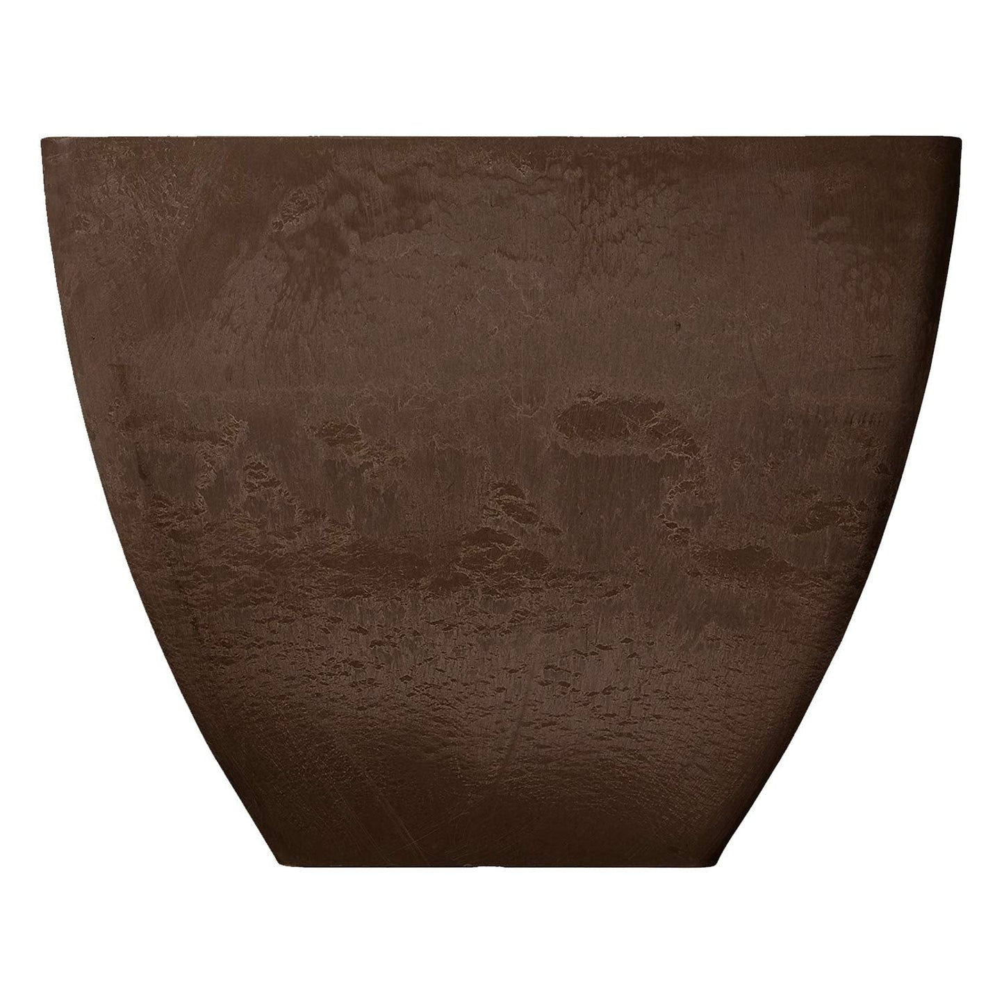 PSW Pot Collection 16x13 inch Plastic/Stone/Wood Composite Square Planter – No Drainage Hole (Drillable), Modern Indoor/Outer Pot for Flowers, Foliage, Succulents, Fairy Gardens, Chocolate