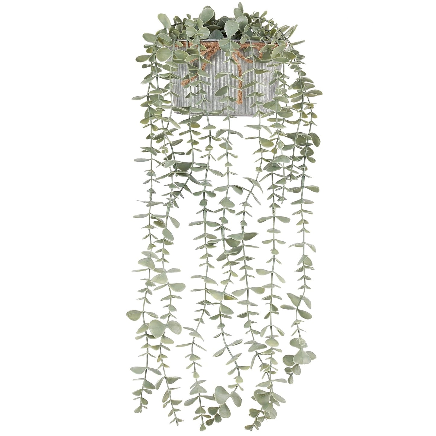 Mkono Artificial Succulent in 3 Pack Mini Glass Geometric Terrarium and Fake Hanging Plants in Farmhouse Galvanized Pots