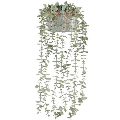 Mkono Artificial Succulent in 3 Pack Mini Glass Geometric Terrarium and Fake Hanging Plants in Farmhouse Galvanized Pots