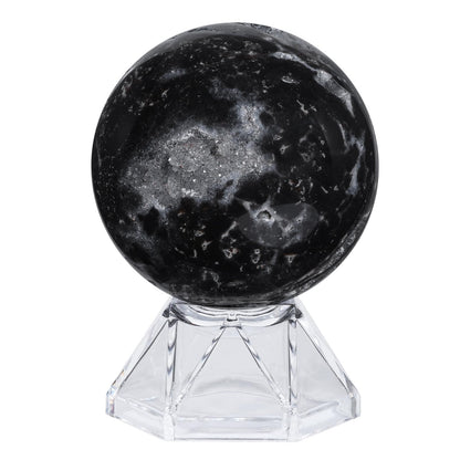 SUNYIK 2.01-2.36" Healing Sphalerite Stone Crystal Ball with Acrylic Stand, Natural Stone Orb Sculpture Figurine for Divination Meditation, Decorativone Ball Sphere for Home Office Decor