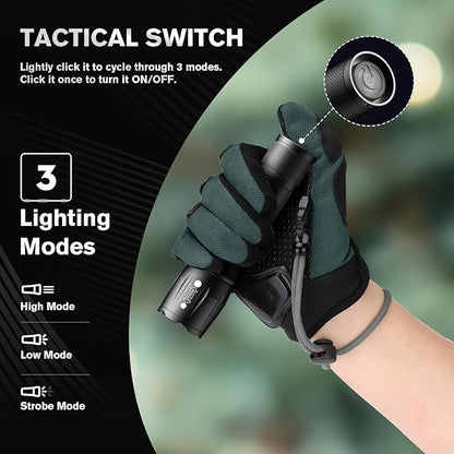RECHOO 6-Pack LED Flashlight, Bright Small Flashlights High Lumens, 3 Modes, Battery-Powered Pocket Mini Flashlights, Flash Light Adjustable Focus, Waterproof Flashlights for Home Emergency Camping