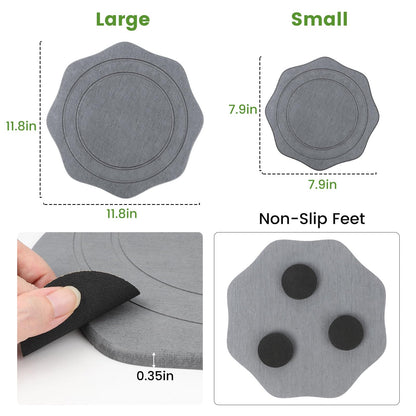 seaflash Plant Saucer for Indoors, 2 Packs 8 inch, Diatomaceous Earth Pot Saucers No Holes, Instant Dry Plant Drainage Trays for Pots, Dark Gray