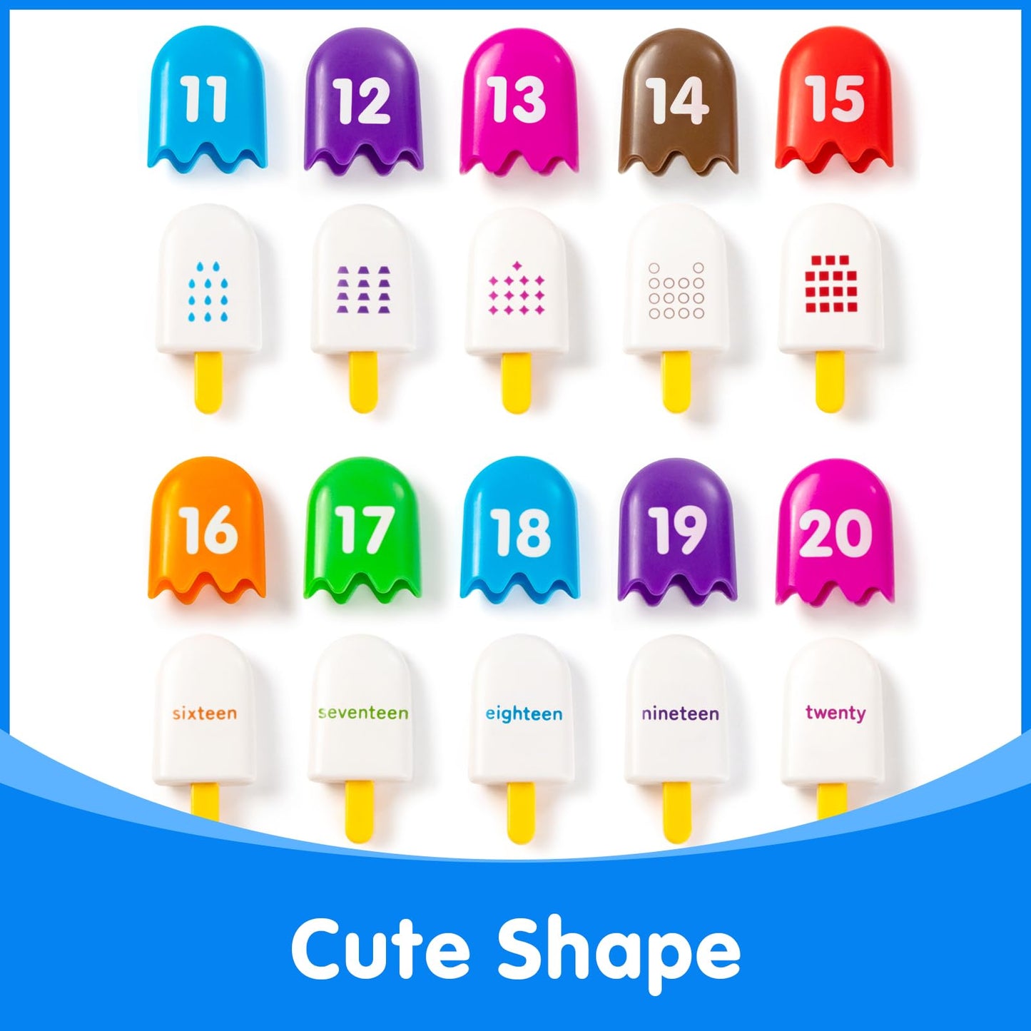 Odoorgames Mini Number Pops 11-20 — Number Learning Toys,Toddler Counting & Color Matching Toys for Kids