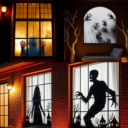 60" x 106" Halloween Holographic Rear Projection Screen, Anti Crease Indoor Projection Double Sided Halloween Window Projector Screen with Mounting Foldable for Halloween Film Night (120Inch)