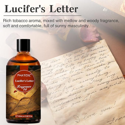PHATOIL Lucifer's Letter Fragrance Oils for Aromatherapy, 3.38FL.OZ Diffuser Oils for Home, Perfect for Aromatherapy, Humidifiers, Yoga, DIY Candle and Soap Making - 100ml