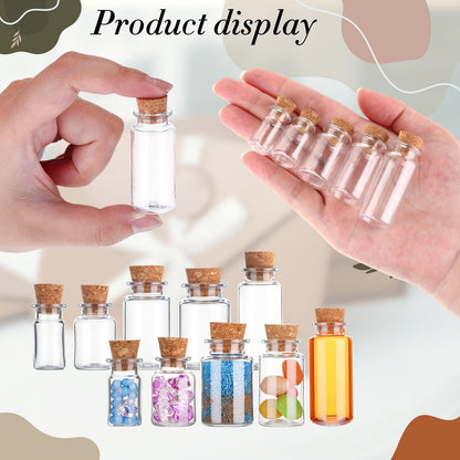 Bokon 25 Pack Mini Plastic Bottles with Corks Stoppers Eye Screws Funnels Small Potion Bottles Tiny Clear Sand Art Jar Wishing Vial for Birthday Party DIY Crafts Gift
