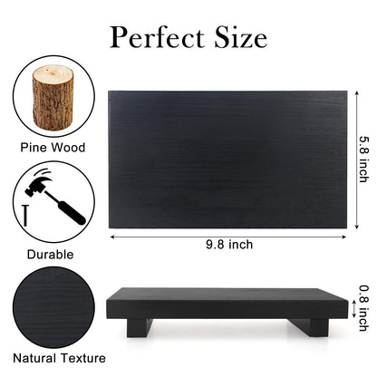 Black Bathroom Vanity Counter Tray Decor Farmhouse Wood Risers Kitchen Soap Sink Tray for Countertop Decorative Hand Soap Dispenser Holder Wooden Pedestal Stand Modern Bathroom Organizer Accessories