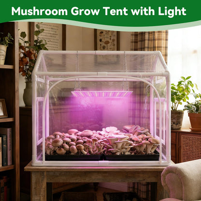 Mini Indoor Greenhouse with Grow Lights & Timer 3 Light Color Mode Thickened PVC Tent Waterproof Base Portable Green House Cabinet Kit for Plant Seed Starting 30" L x 16.5" W x 20.5" H