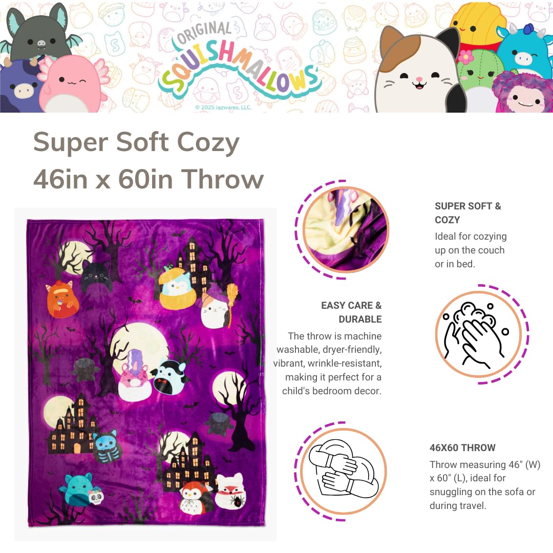 Collectibles Squishmallows Halloween Bedding Super Soft Cozy Plush Throw, 46 in x 60 in, (Officially Licensed Product) by Franco