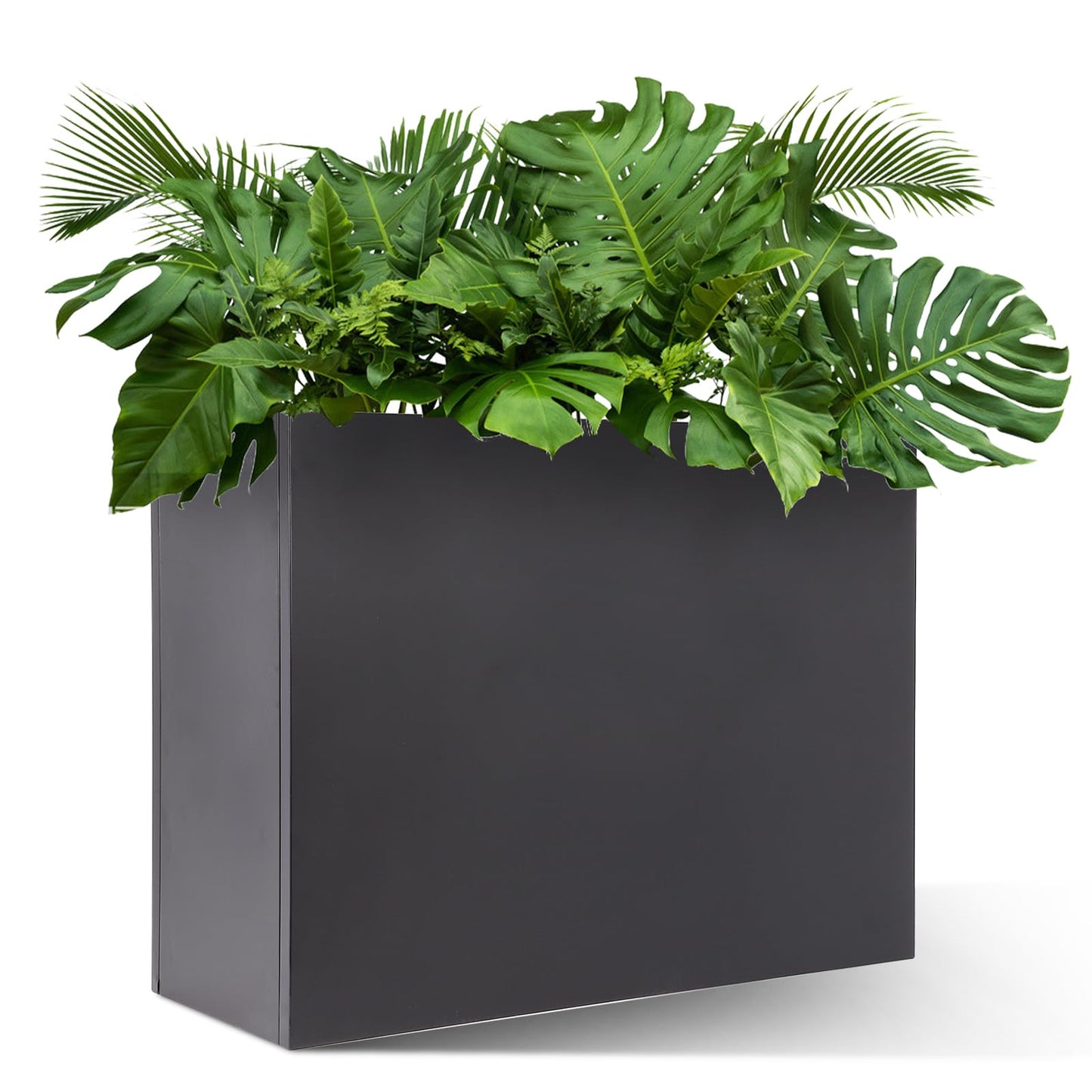 Metal Tall Rectangular Planter 32" L x 12" W x 24" H – Heavy Duty Steel Large Planter Box with Drainage Holes & Removable Shelf – Outdoor & Indoor Tall Flower Planter for Patio, Porch, Yard & Balcony