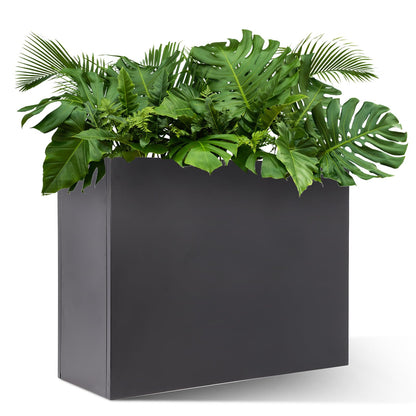 Metal Tall Rectangular Planter 32" L x 12" W x 24" H – Heavy Duty Steel Large Planter Box with Drainage Holes & Removable Shelf – Outdoor & Indoor Tall Flower Planter for Patio, Porch, Yard & Balcony