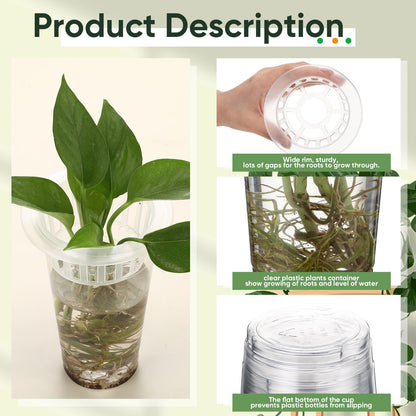 Baderke 35 Pcs Plastic Plant Propagation Station Desktop Terrariums Plant Tabletop Vase with Hydroponic Baskets for Indoor Home Office Desktop Decor (4.25'',4.57'',5.47'')
