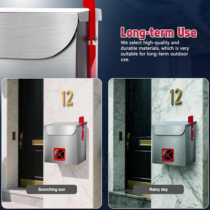 Stainless Steel Wall-Mount Mailbox for House,Rust-Proof Metal Mail Boxex, Large Capacity Post Box,Mailboxes for Outside(Triangle No Lock)