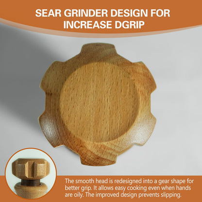 Wooden Salt And Pepper Grinder Set –【Gear-Shape Knob & Effortless Grinding】8 Inch Manual Refillable Pepper Grinder Set (2)
