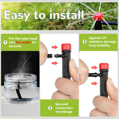 La Farah 50pcs Drip Emitters for 1/4" Drip Irrigation Tubing, Adjustable 360 Degree Water Flow Drippers on 5" Arrow Stake, Garden Irrigation Drippers for (4-7mm) Watering System