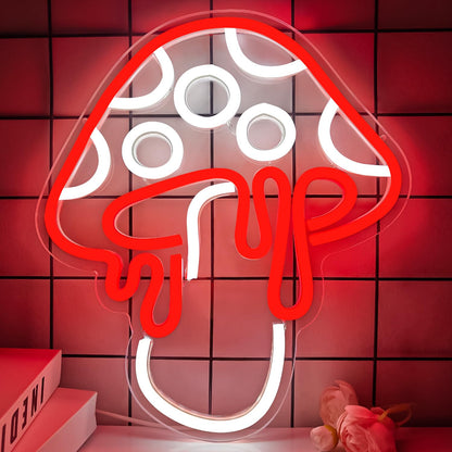 Ajoyferris Mushroom Neon Sign Dimmable Neon Light Sign Mushroom Night Light 3D Light Up Mushrooms Neon Signs for Wall Decor Game Room Bedroom Gift for Kids(Ice Blue)