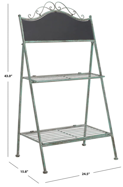 SAFAVIEH Outdoor Collection Natum Victorian Antique Dark Green Wrought Iron Plant Stand