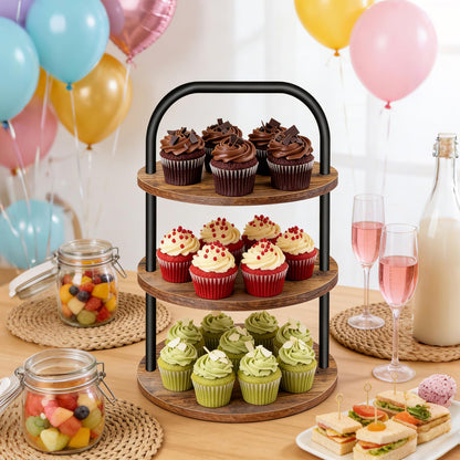 Cupcake Stand, Wooden Cupcake Stand for 100 Cupcakes 3 Tier Large Dessert Table Display Set Cupcake Tower Tiered Tray Stand Serving Tray for Party Supplies Vendor Display Farmhouse Decor