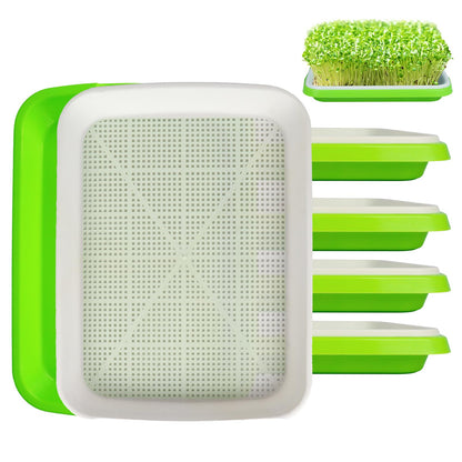 SDLDEER Seed Sprouting Tray, 5 Packs Microgreens Growing Trays Big Capacity Sprouts Growing Kit Soil-Free Sprouter Tray for Sprouting Seeds, Beans, Wheatgrass