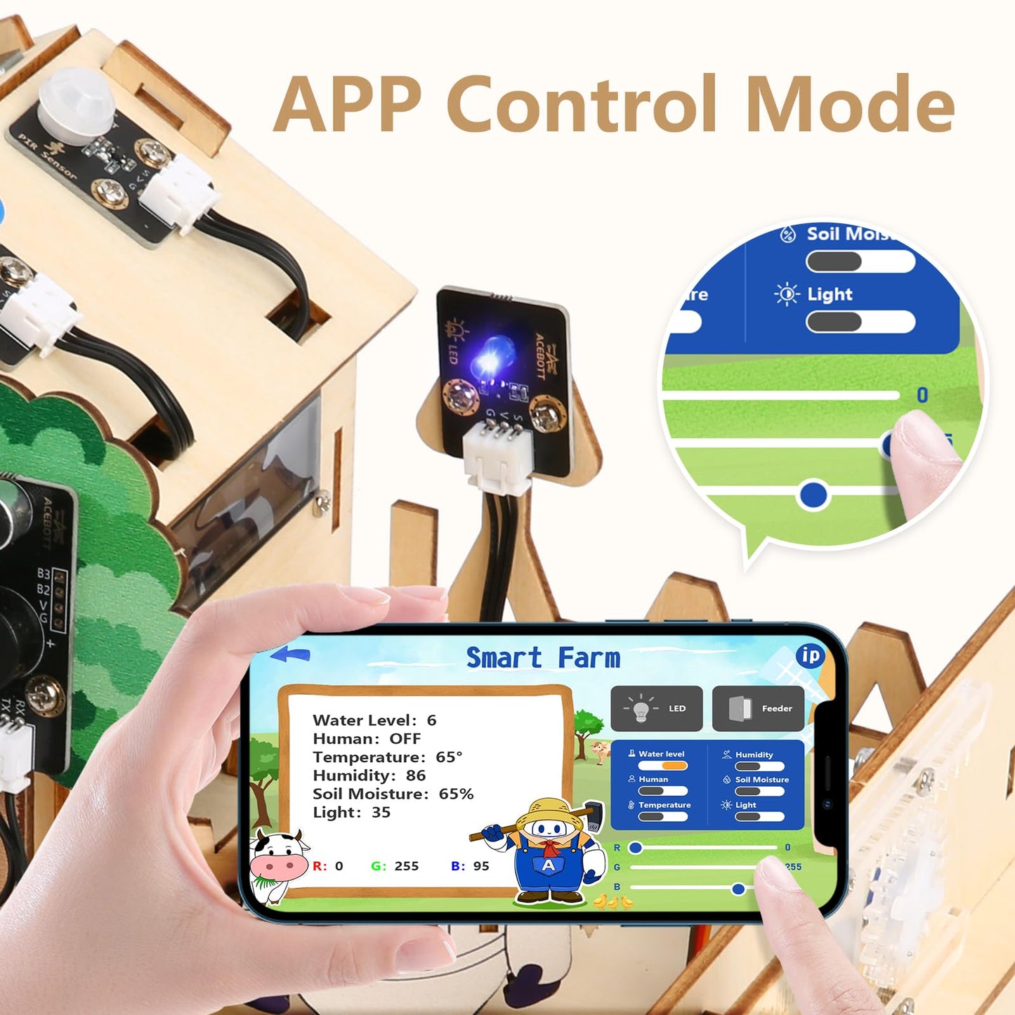 STEM Kit for Kids Age 12+,ACEBOTT ESP32 Smart Farm STEM Kits Compatible with Arduino & Scratch,Automatic Watering & Pet Feeder,DIY Coding Project Gift for Teens & Adults(NO Anti-Reverse)