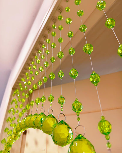 Hysenm 20 Crystal Beaded Curtains Arched Door Beaded Curtain, Hanging Doorway Room Decor with Crystal Balls, Beaded String Curtain Divider for Home, Coffee House, Bedroom, Restaurant