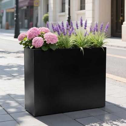 VGMiu Metal Planter Box 38.2''L x 13''W x 30''H Rectangle Planters for Outdoor Plants Large Black Rectangular Planter with Felt Bag & Drainage Holes for Indoor or Outdoor Flower Garden Porch Patio