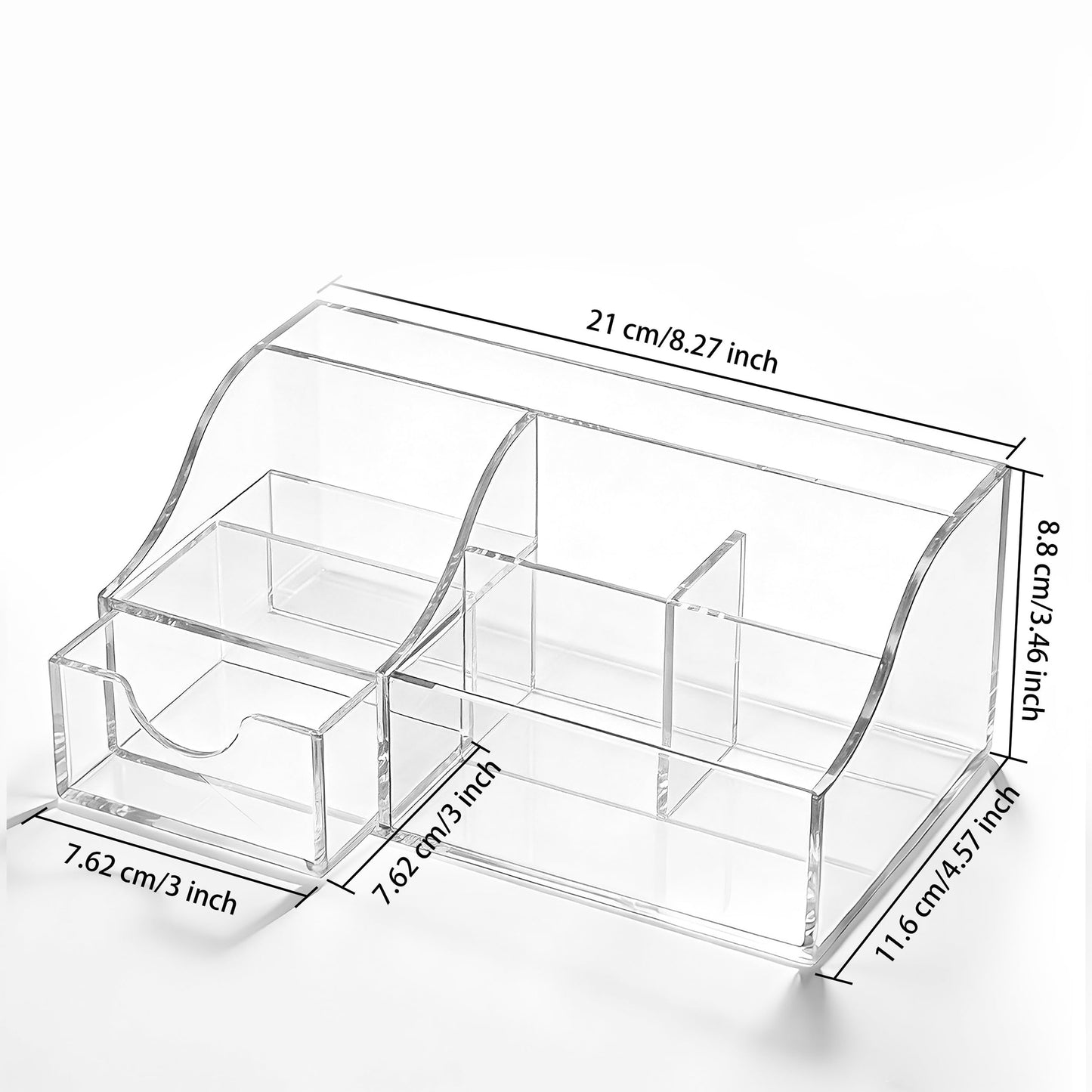 HBlife Acrylic Desk Organizer with Drawer, Pen & Pencil Holder, Multifunctional Desktop Caddy for Office Supply and Organization (Clear)