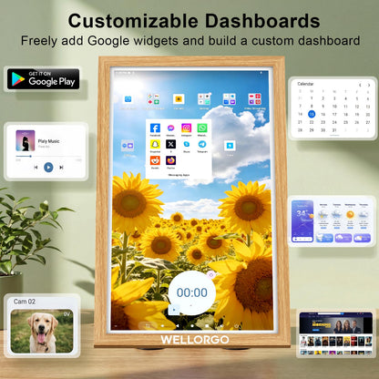 WELLORGO Smart Digital Calendar, 21.5” Electronic Planner with FHD Touch Screen & Remote Control, Electric Family Organizer with Chore Chart Google Play Customizable App, Picture Frame Desk Tablet