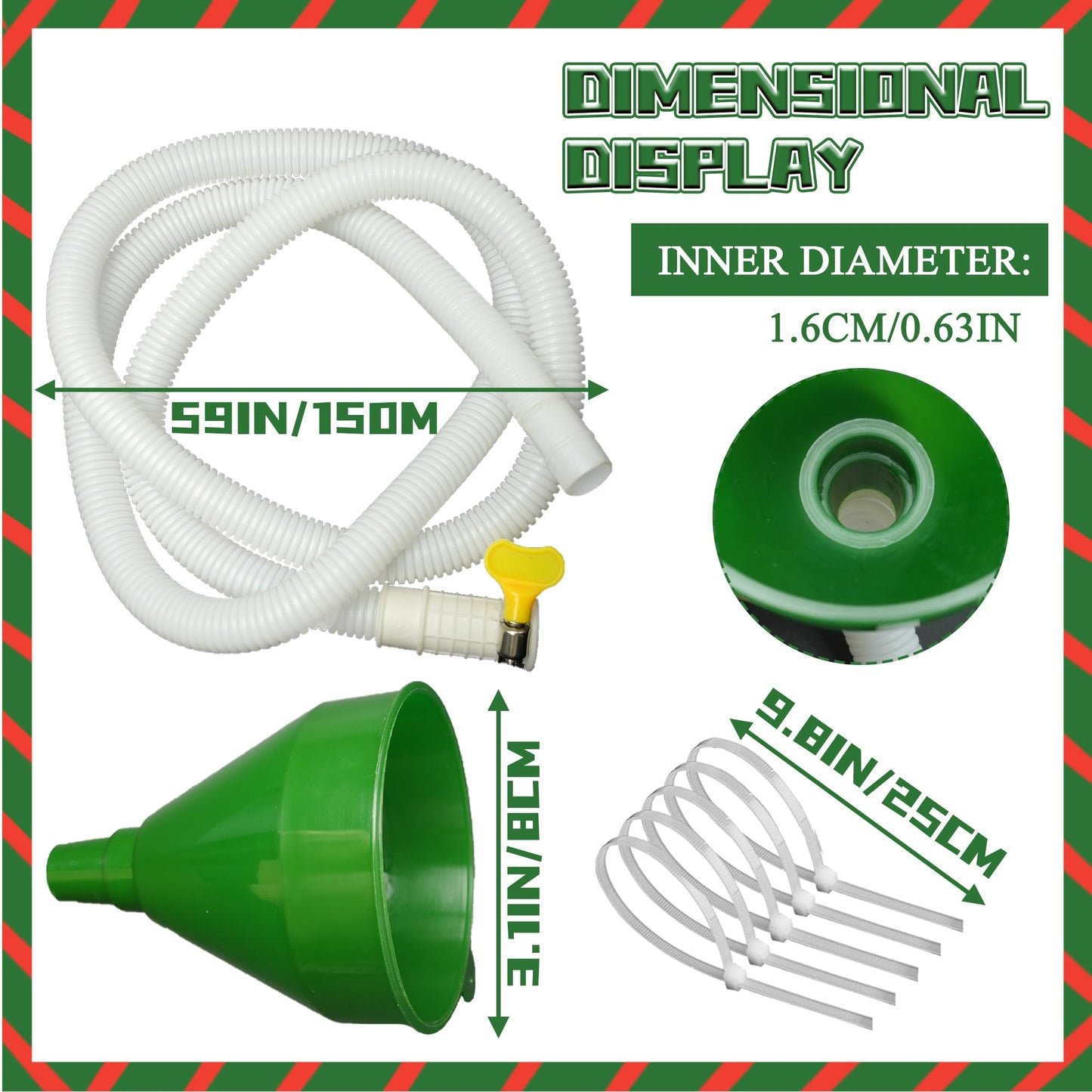 1.5m Christmas Tree Watering Funnel - Long Spout Watering System for Large Indoor & Outdoor Plants (Green)