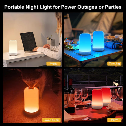 FRIDEKO HOME RGB Touch Bedside Lamp for Nightstand, 3 Color Temperatures Rechargeable Battery Night Light, Dimmable Mood Lighting for Bedroom Living Room Nursery, Breastfeeding, Kids, Adult